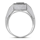 10kt White Gold Men's Round Diamond Square Cluster Ring 5/8 Cttw - FREE Shipping (US/CAN)-Gold & Diamond Rings-8-JadeMoghul Inc.