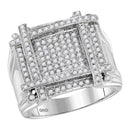 10kt White Gold Men's Round Diamond Square Cluster Ring 7/8 Cttw - FREE Shipping (US/CAN)-Gold & Diamond General-8-JadeMoghul Inc.