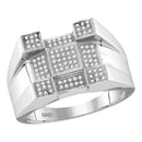 10kt White Gold Men's Round Diamond Square Corner Cluster Ring 3/8 Cttw - FREE Shipping (US/CAN)-Gold & Diamond General-8-JadeMoghul Inc.