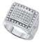 10kt White Gold Men's Round Diamond Square Frame Cluster Ring 1/2 Cttw - FREE Shipping (US/CAN)-Gold & Diamond General-9.5-JadeMoghul Inc.