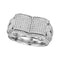 10kt White Gold Men's Round Diamond Symmetrical Concave Rectangle Cluster Ring 3/4 Cttw - FREE Shipping (US/CAN)-Gold & Diamond Men Rings-8-JadeMoghul Inc.