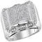 10kt White Gold Mens Round Diamond Symmetrical Domed Cluster Ring 5/8 Cttw - FREE Shipping (US/CAN)-Gold & Diamond Rings-9.5-JadeMoghul Inc.