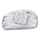 10kt White Gold Men's Round Diamond Wedding Anniversary Band Ring 1/2 Cttw - FREE Shipping (US/CAN)-Gold & Diamond Wedding Jewelry-9-JadeMoghul Inc.