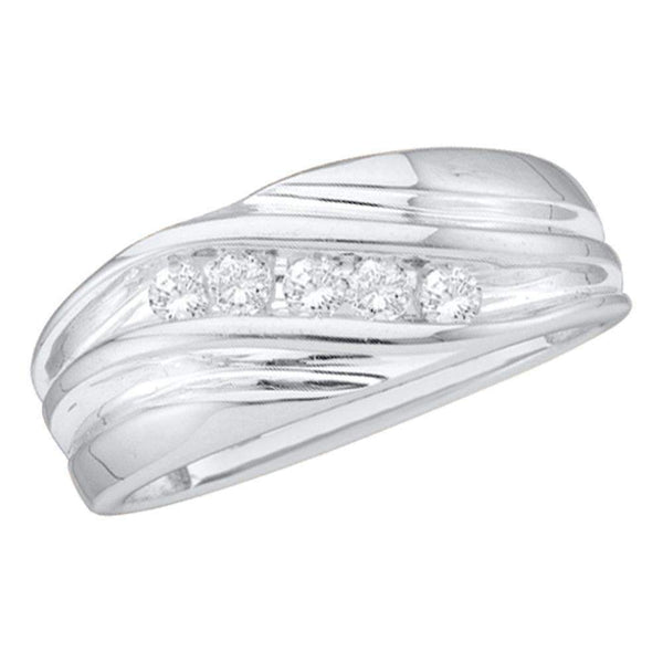 10kt White Gold Men's Round Diamond Wedding Anniversary Band Ring 1/4 Cttw - FREE Shipping (US/CAN)-Gold & Diamond Wedding Jewelry-8-JadeMoghul Inc.