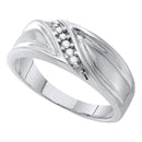 10kt White Gold Men's Round Diamond Wedding Band Ring 1/10 Cttw - FREE Shipping (US/CAN)-Gold & Diamond Wedding Jewelry-8-JadeMoghul Inc.