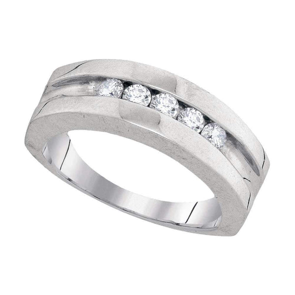 10kt White Gold Men's Round Diamond Wedding Band Ring 1/2 Cttw - FREE Shipping (US/CAN)-Gold & Diamond Wedding Jewelry-11-JadeMoghul Inc.