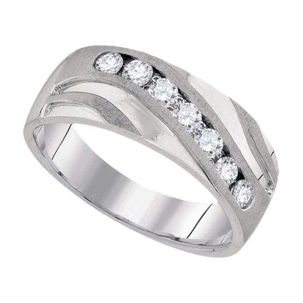 10kt White Gold Men's Round Diamond Wedding Band Ring 1/2 Cttw - FREE Shipping (US/CAN)-Gold & Diamond Wedding Jewelry-13-JadeMoghul Inc.