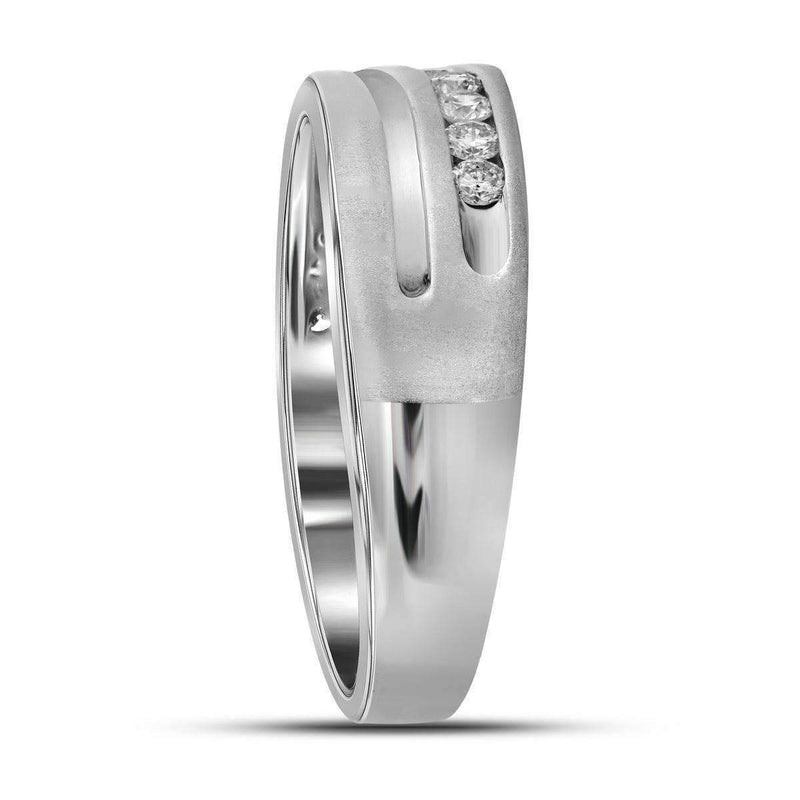 10kt White Gold Men's Round Diamond Wedding Band Ring 1/2 Cttw - FREE Shipping (US/CAN)-Gold & Diamond Wedding Jewelry-8-JadeMoghul Inc.