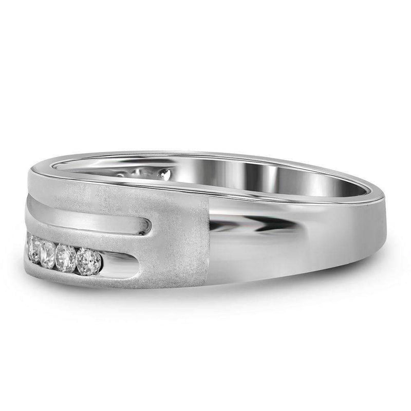 10kt White Gold Men's Round Diamond Wedding Band Ring 1/2 Cttw - FREE Shipping (US/CAN)-Gold & Diamond Wedding Jewelry-8-JadeMoghul Inc.