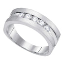 10kt White Gold Men's Round Diamond Wedding Band Ring 1/2 Cttw - FREE Shipping (US/CAN)-Gold & Diamond Wedding Jewelry-8-JadeMoghul Inc.