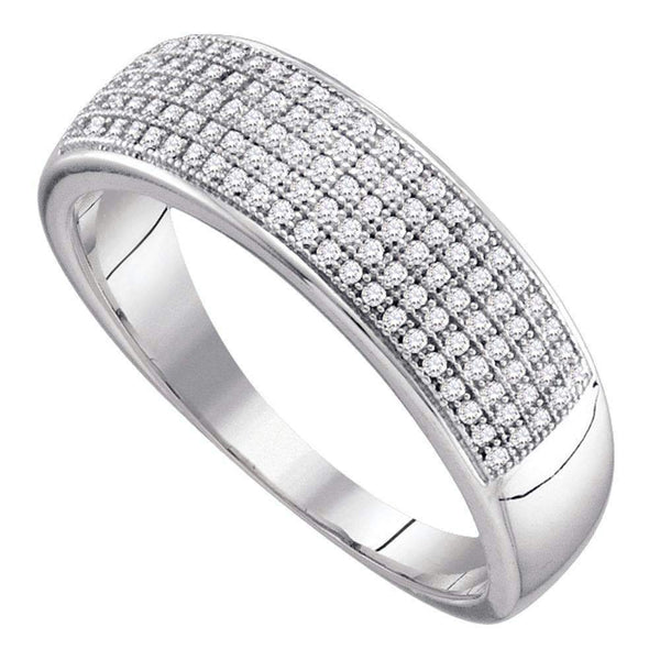 10kt White Gold Men's Round Diamond Wedding Band Ring 1/3 Cttw - FREE Shipping (US/CAN)-Gold & Diamond Wedding Jewelry-10-JadeMoghul Inc.