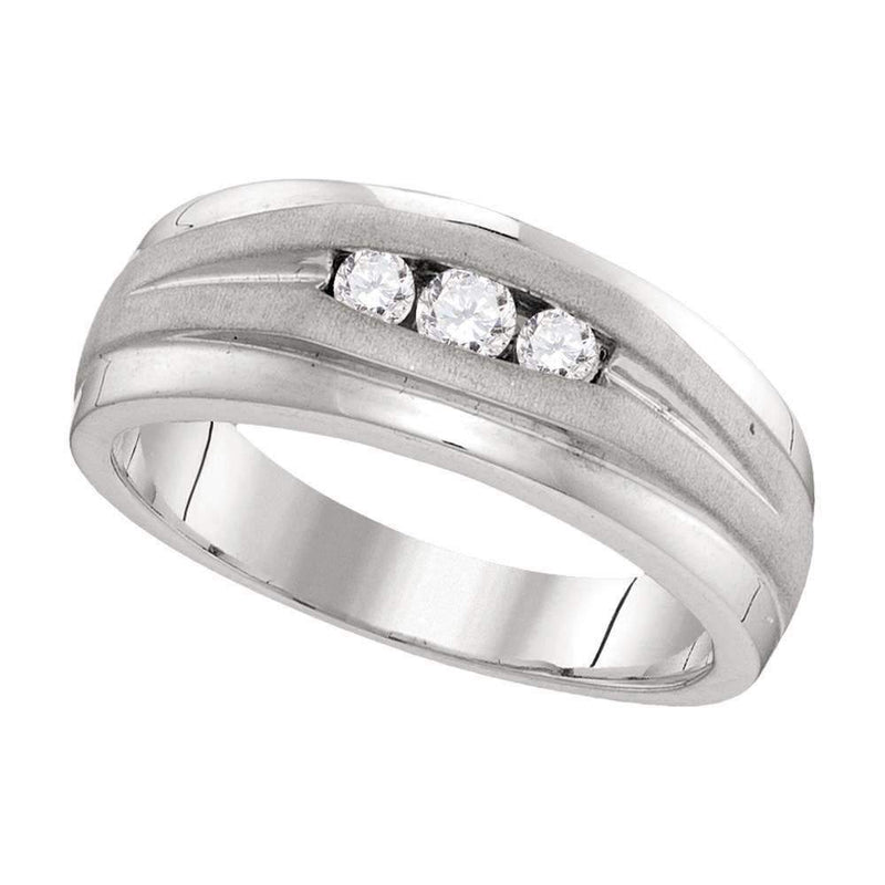 10kt White Gold Mens Round Diamond Wedding Band Ring 1/4 Cttw - FREE Shipping (US/CAN)-Gold & Diamond Wedding Jewelry-11.5-JadeMoghul Inc.