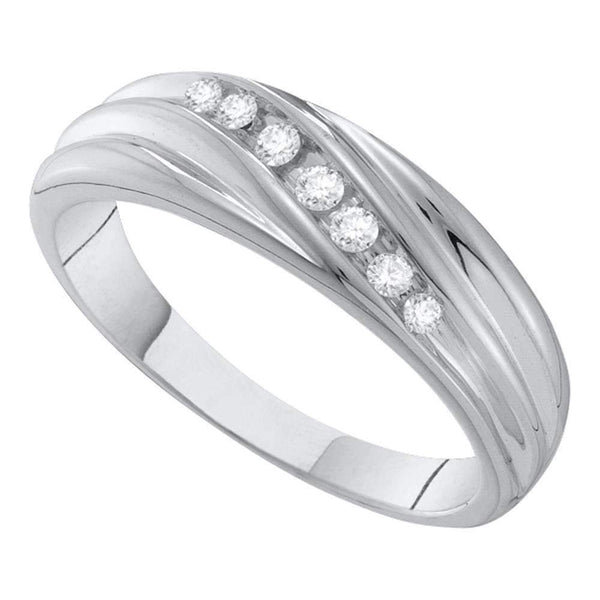 10kt White Gold Men's Round Diamond Wedding Band Ring 1/6 Cttw - FREE Shipping (US/CAN)-Gold & Diamond Wedding Jewelry-8-JadeMoghul Inc.