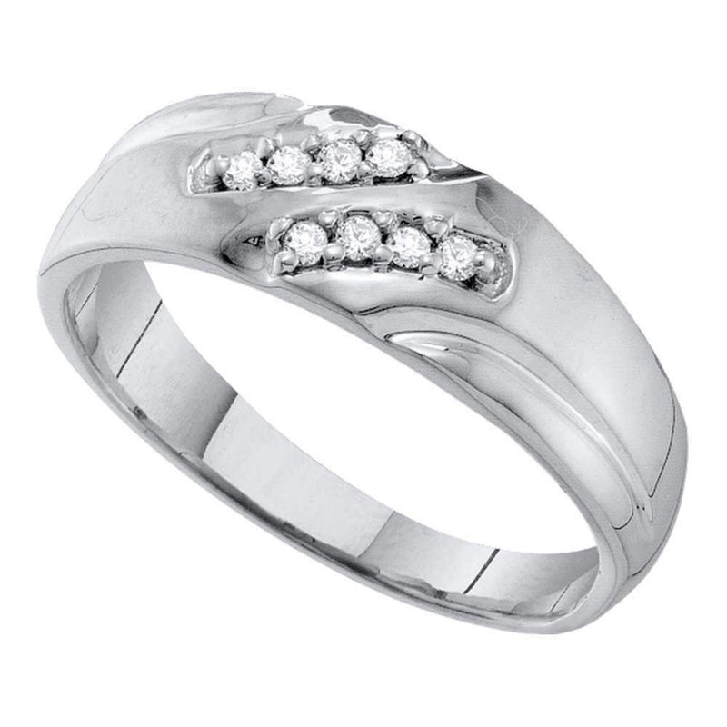 10kt White Gold Men's Round Diamond Wedding Band Ring 1/8 Cttw - FREE Shipping (US/CAN)-Wedding Jewelry-9-JadeMoghul Inc.