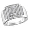 10kt White Gold Men's Round Pave-set Diamond Concentric Square Cluster Ring 1/3 Cttw - FREE Shipping (US/CAN)-Gold & Diamond Rings-8-JadeMoghul Inc.