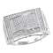 10kt White Gold Men's Round Pave-set Diamond Convex Dome Rectangle Cluster Ring 3/4 Cttw - FREE Shipping (US/CAN)-Gold & Diamond General-8-JadeMoghul Inc.