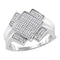 10kt White Gold Men's Round Pave-set Diamond Diagonal Square Cluster Ring 1/3 Cttw - FREE Shipping (US/CAN)-Gold & Diamond General-8-JadeMoghul Inc.