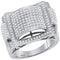 10kt White Gold Men's Round Pave-set Diamond Dome Convex Cluster Ring 5/8 Cttw - FREE Shipping (US/CAN)-Gold & Diamond Rings-8-JadeMoghul Inc.