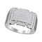 10kt White Gold Men's Round Pave-set Diamond Rectangle Cluster Ring 1/2 Cttw - FREE Shipping (US/CAN)-Gold & Diamond Rings-8-JadeMoghul Inc.