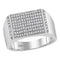 10kt White Gold Mens Round Pave-set Diamond Rectangle Cluster Ring 1/3 Cttw - FREE Shipping (US/CAN)-Gold & Diamond Rings-8-JadeMoghul Inc.