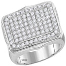 10kt White Gold Men's Round Pave-set Diamond Rectangle Cluster Ring 2-3/4 Cttw - FREE Shipping (US/CAN)-Gold & Diamond Rings-8-JadeMoghul Inc.