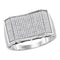 10kt White Gold Men's Round Pave-set Diamond Rectangle Convex Cluster Ring 5/8 Cttw - FREE Shipping (US/CAN)-Gold & Diamond Rings-8-JadeMoghul Inc.