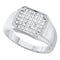 10kt White Gold Men's Round Pave-set Diamond Square Cluster Ring 1/4 Cttw - FREE Shipping (US/CAN)-Gold & Diamond Men Rings-8-JadeMoghul Inc.