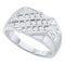 10kt White Gold Men's Round Pave-set Diamond Triple Row Cluster Ring 1/2 Cttw - FREE Shipping (US/CAN)-Gold & Diamond Men Rings-8-JadeMoghul Inc.