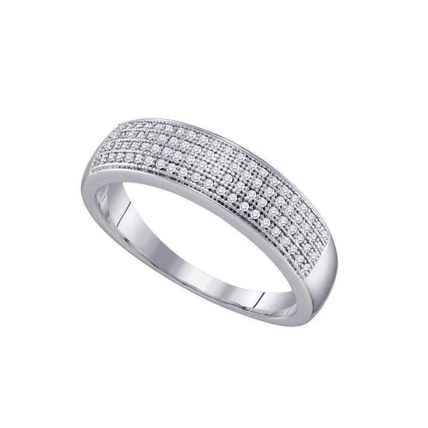 10kt White Gold Men's Round Pave-set Diamond Wedding Band Ring 1/4 Cttw - FREE Shipping (US/CAN)-Wedding Jewelry-8-JadeMoghul Inc.
