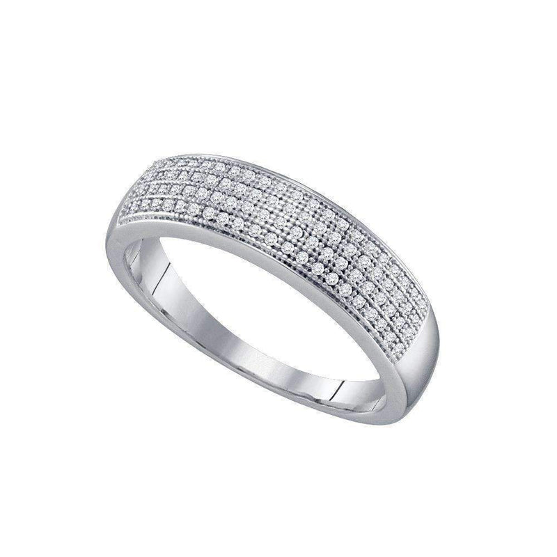 10kt White Gold Men's Round Pave-set Diamond Wedding Band Ring 1/4 Cttw - FREE Shipping (US/CAN)-Wedding Jewelry-8-JadeMoghul Inc.