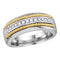 10kt White Gold Men's Round Pave-set Diamond Yellow-tone Rope Wedding Band 3/8 Cttw - FREE Shipping (US/CAN)-Wedding Jewelry-8-JadeMoghul Inc.