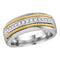 10kt White Gold Men's Round Pave-set Diamond Yellow-tone Rope Wedding Band 3/8 Cttw - FREE Shipping (US/CAN)-Wedding Jewelry-8-JadeMoghul Inc.