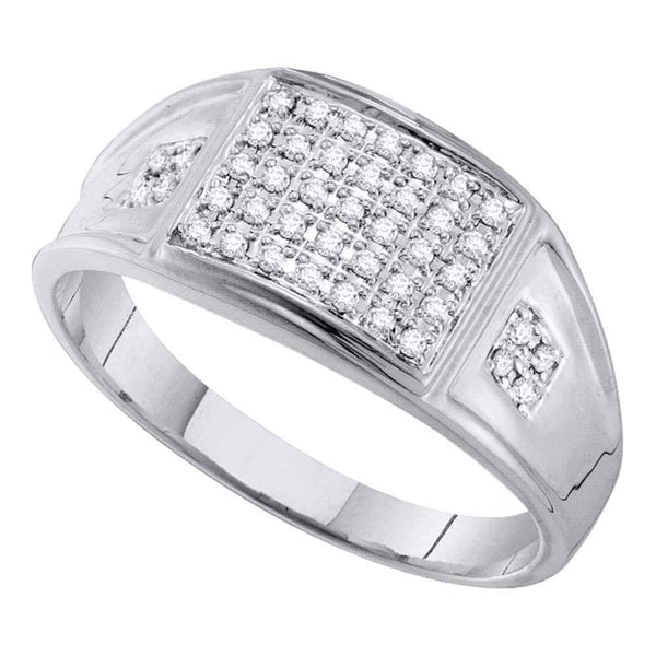 10kt White Gold Men's Round Prong-set Diamond Square Cluster Ring 1/4 Cttw - FREE Shipping (US/CAN)-Men's Rings-8-JadeMoghul Inc.