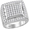 10kt White Gold Men's Round Prong-set Diamond Square Frame Cluster Ring 3-1/10 Cttw - FREE Shipping (US/CAN)-Gold & Diamond Rings-8-JadeMoghul Inc.