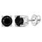10kt White Gold Unisex Round Black Color Enhanced Diamond Solitaire Stud Earrings 1.00 Cttw - FREE Shipping (USA/CAN)-Gold & Diamond Earrings-JadeMoghul Inc.