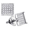 10kt White Gold Unisex Round Diamond Square Cluster Stud Earrings 1-6 Cttw - FREE Shipping (US/CAN)-Gold & Diamond Earrings-JadeMoghul Inc.