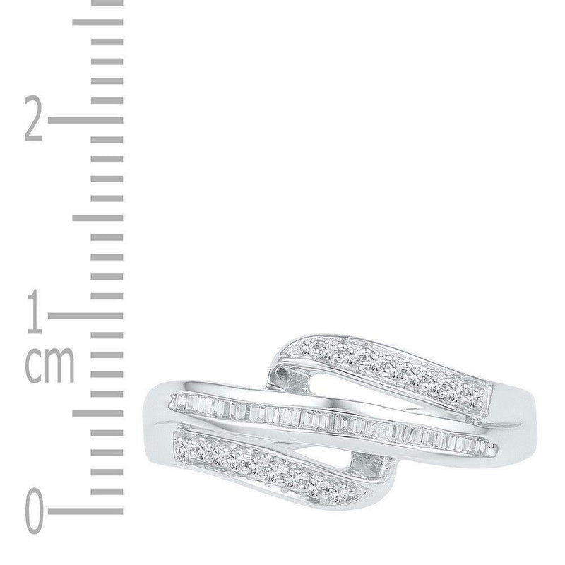 10kt White Gold Women's Baguette Channel-set Diamond Triple Row Band Ring 1-5 Cttw - FREE Shipping (US/CAN)-Gold & Diamond Bands-JadeMoghul Inc.