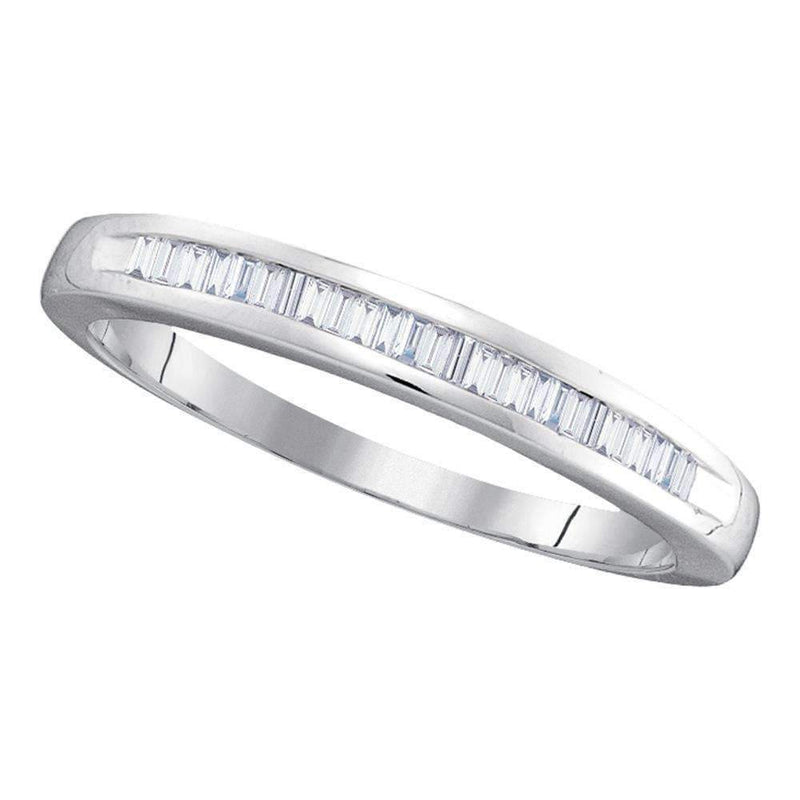 10kt White Gold Women's Baguette Diamond Wedding Anniversary Band 1/4 Cttw - FREE Shipping (US/CAN)-Gold & Diamond Wedding Jewelry-5-JadeMoghul Inc.