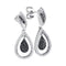 10kt White Gold Women's Black Color Enhanced Diamond Teardrop Dangle Earrings 1/2 Cttw-Gold & Diamond Earrings-JadeMoghul Inc.