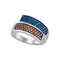 10kt White Gold Women's Blue Brown Color Enhanced Diamond Band Ring 3/4 Cttw-Gold & Diamond Rings-JadeMoghul Inc.