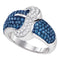 10kt White Gold Women's Blue Color Enhanced Diamond Belt Buckle Cocktail Ring 1-3/8 Cttw - FREE Shipping (US/CAN)-Gold & Diamond Fashion Rings-5-JadeMoghul Inc.