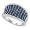 10kt White Gold Women's Blue Color Enhanced Diamond Cocktail Concave Ring 3/8 Cttw - FREE Shipping (US/CAN)-Gold & Diamond Bands-5-JadeMoghul Inc.