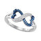 10kt White Gold Women's Blue Color Enhanced Diamond Infinity Heart Ring 1/6 Cttw-Gold & Diamond Rings-JadeMoghul Inc.