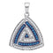 10kt White Gold Women's Blue Color Enhanced Diamond Triangle Pendant 1/3 Cttw-Gold & Diamond Pendants & Necklaces-JadeMoghul Inc.