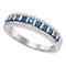 10kt White Gold Women's Blue Color Enhanced Diamond Unique Band Ring 1/3 Cttw - FREE Shipping (US/CAN)-Gold & Diamond Bands-5-JadeMoghul Inc.
