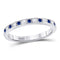 10kt White Gold Women's Blue Sapphire Diamond Alternating Stackable Band Ring 1/4 Cttw-Gold & Diamond Rings-JadeMoghul Inc.