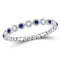 10kt White Gold Women's Blue Sapphire Diamond Beaded Dot Stackable Band Ring 1/6 Cttw-Gold & Diamond Rings-JadeMoghul Inc.