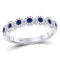 10kt White Gold Women's Blue Sapphire Diamond Dot Band Ring 1/2 Cttw-Gold & Diamond Rings-JadeMoghul Inc.