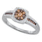 10kt White Gold Women's Brown Color Enhanced Diamond Cluster Ring 1/2 Cttw-Gold & Diamond Rings-JadeMoghul Inc.
