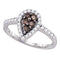 10kt White Gold Women's Cognac-brown Color Enhanced Diamond Cluster Ring 1/2 Cttw - FREE Shipping (US/CAN)-Gold & Diamond Cluster Rings-5-JadeMoghul Inc.